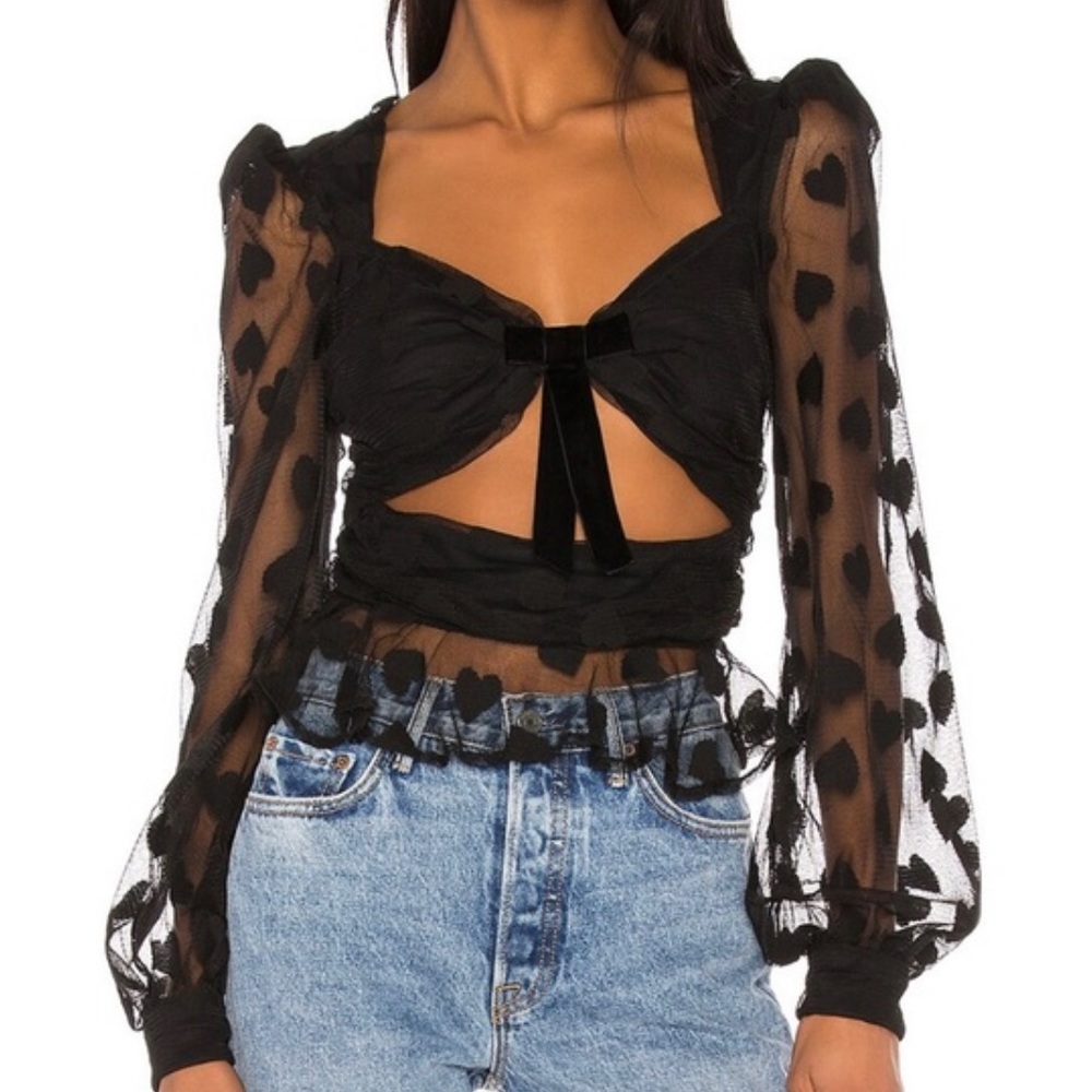LPA Black Sheer Heart Blouse